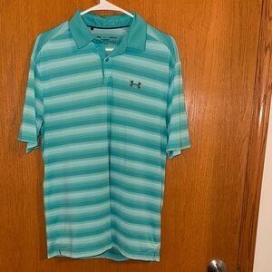 Under Armour Men's Teal Striped Polo Shirt